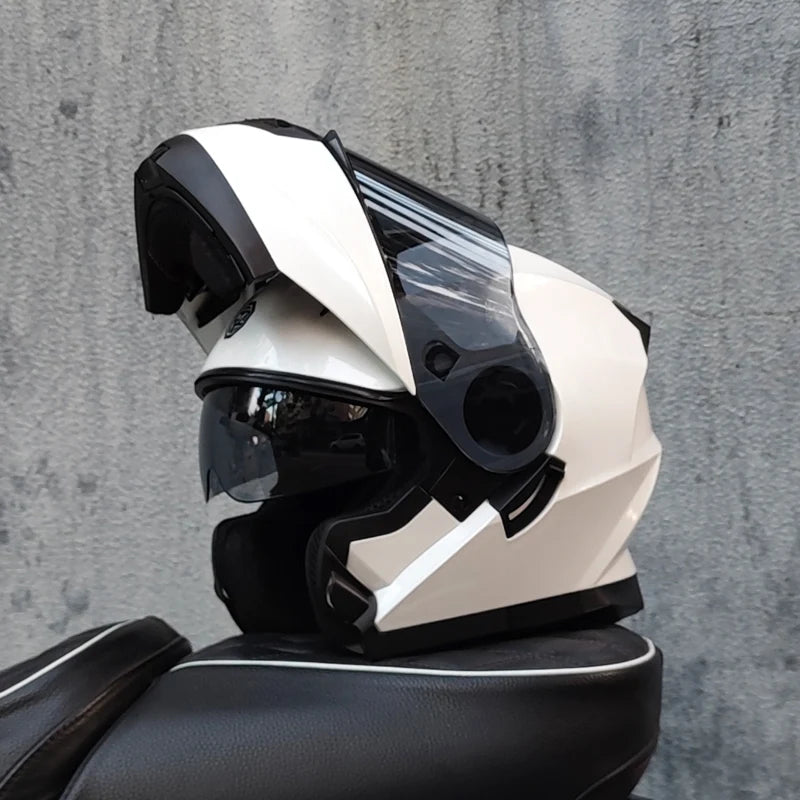 ORZ DOT Approved Full Face Helmets Crash Motorbike Protective Gear Men Women Flip Up Helmet Motorcycle Double Sun Visor