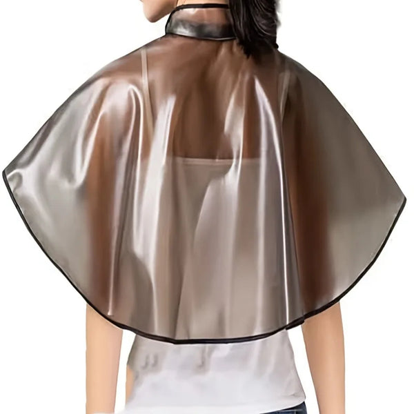 1pc Waterproof Transparent Hair Cutting Cape, Reusable Salon Barber Cloak with Neck Seal for Hair Dye, Home & Professional Use