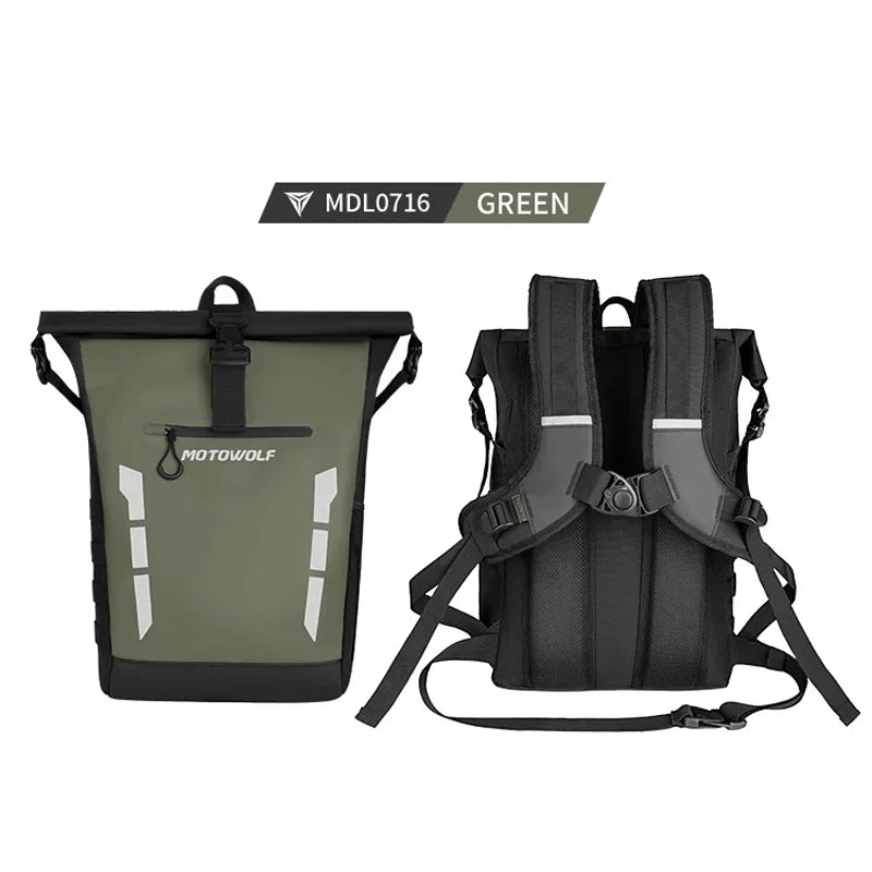 កាបូបស្ពាយម៉ូតូ Motowolf ការពារទឹកជ្រាប ទំហំធំ 20 លីត្រ កាបូបម៉ូតូប្រើប្រាស់បានយូរ កាបូបស្ពាយជិះកង់ស្រាលៗ ឆ្លុះពន្លឺ