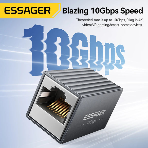 ឧបករណ៍ភ្ជាប់ Essager RJ45 10Gbps Network Extender Extender សម្រាប់ខ្សែ Cat8/7/6/5e Gigabit Ethernet Adapter ស្រីទៅស្រី Coupler