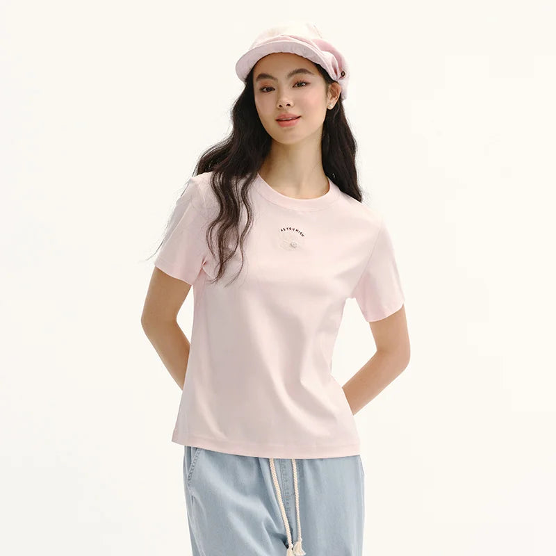 Semir Women Tshirt Soft Touch Crew Neck Embroidery Short Sleeve Summer 2026 Casual Everyday Fashion Style Top Tee