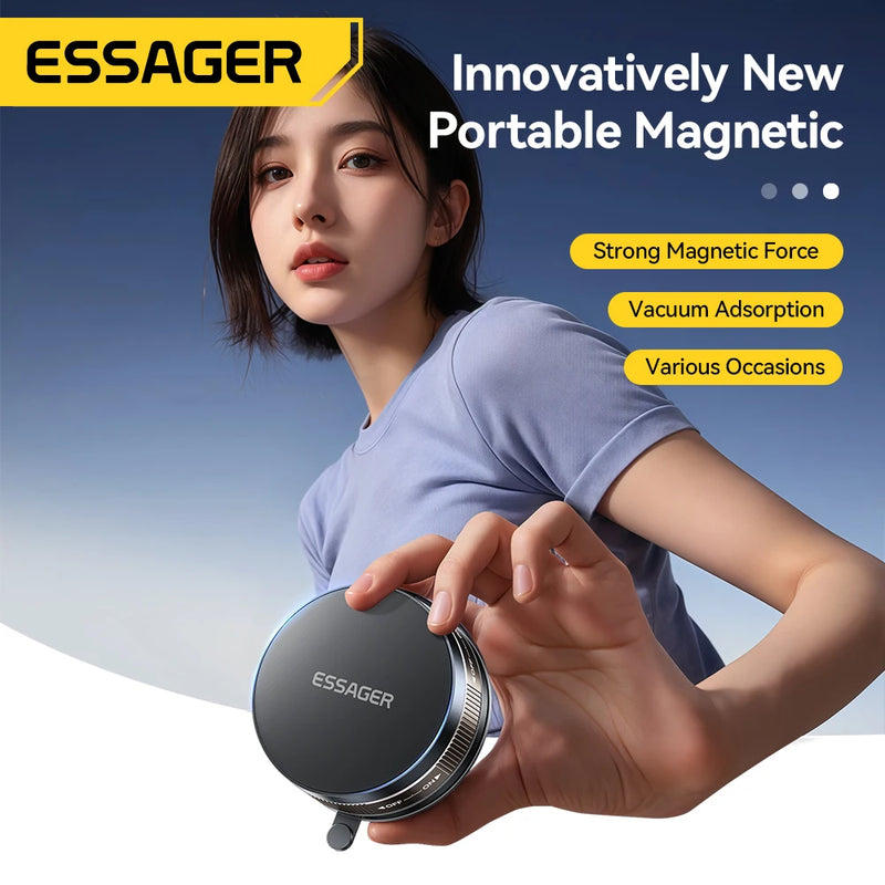 Essager Magnetic Wall Holder Phone Stand 360°Rotation Magnetic Suction for iPhone 16 15 14 13 Pro Max for Kitchen Bathroom Glass