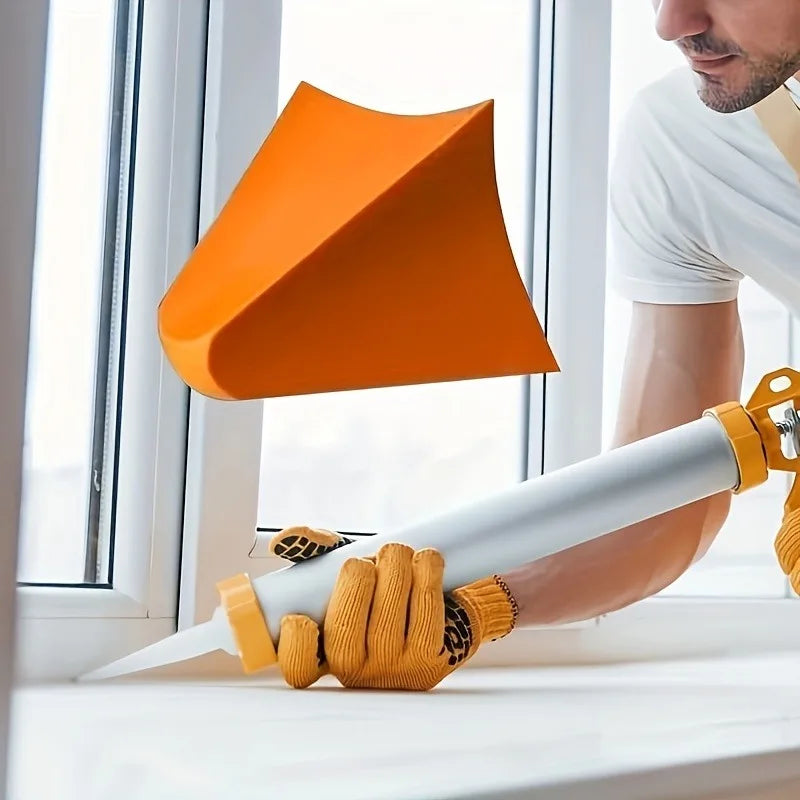 2/4pcs Silicone Caulking Finishing Tool - Reusable Smooth Applicator for Kitchen and Bathroom Seals, Orange Triangle Design.