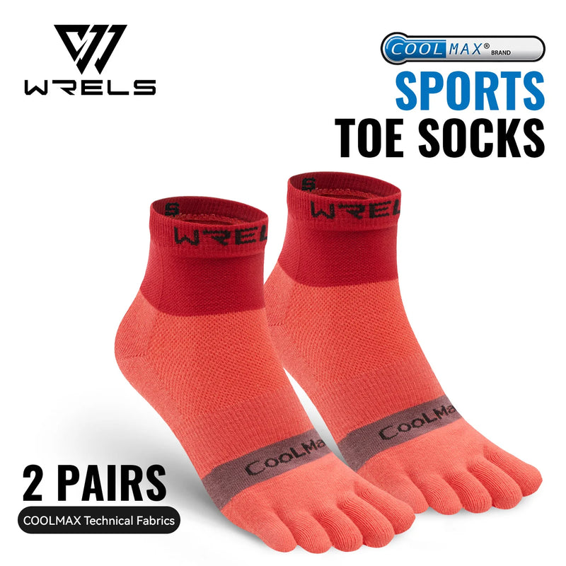 WRELS Coolmax Running Socks Toe Socks Breathable Five Finger Socks Anti Blister Quick Dry Cushioned Men Women Athletic Socks