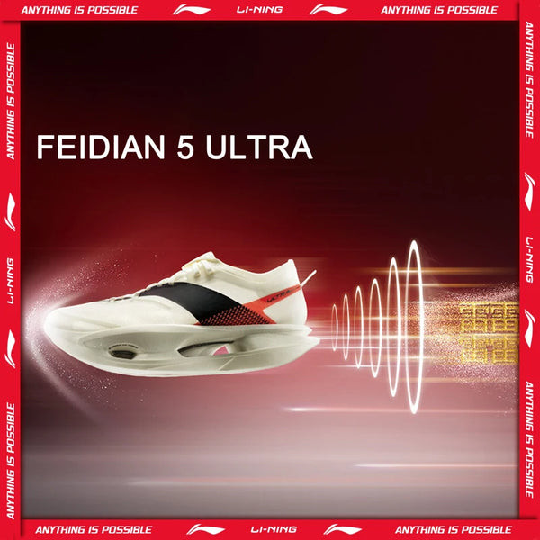 ស្បែកជើងរត់ប្រណាំង Li-Ning Unisex FEIDIAN 5 ULTRA Racing SUPER BOOM Cushion LiNing CARBON-FIBER PLATE Professional Sneaker ARMV005
