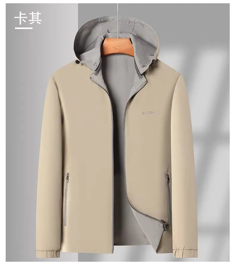 2026 Men's Red Long-Sleeve Hooded Jacket; The Coat Can Be Worn Inside Out, and The Hood Is Removable.