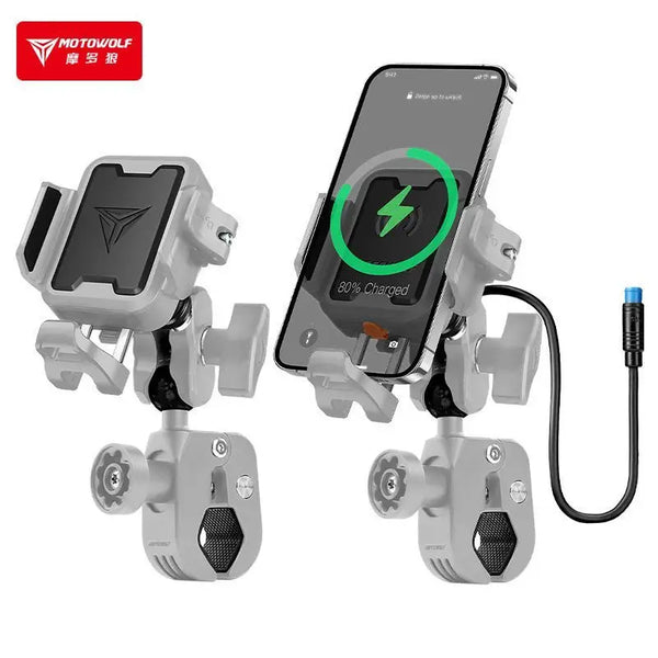 MOTOWOLF ជើងទ្រទូរស័ព្ទសម្រាប់ជិះម៉ូតូ ស្រូបយកឆក់ ឆ្នាំងសាកប្រភេទ C តង្កៀបរុករកដែលអាចលៃតម្រូវបាន ប្រឆាំងនឹងចោរកម្ម និងបញ្ចេញរហ័ស