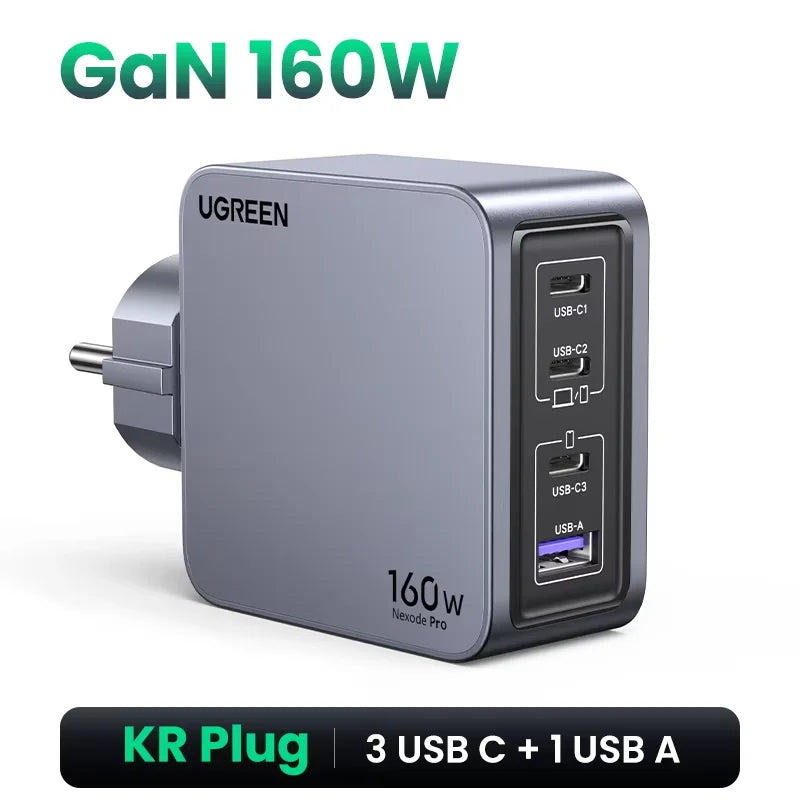 UGREEN 160W GaN Charger PD3.1 Type C QC4.0 3.0 Quick Charge For Macbook Pro Laptop USB Fast Charger For iPhone 18 Xiaomi Tablet