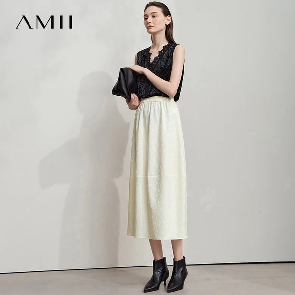 AMII 2026 សំពត់នារីរដូវស្លឹកឈើជ្រុះថ្មី រចនាប័ទ្មស្ងប់ស្ងាត់ ប្រណីត ចង្កេះយឺត រ៉ូបចង្កៀងរលុង ឆើតឆាយ រឹងមាំ 12523032