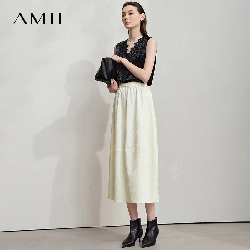 AMII 2026 សំពត់នារីរដូវស្លឹកឈើជ្រុះថ្មី រចនាប័ទ្មស្ងប់ស្ងាត់ ប្រណីត ចង្កេះយឺត រ៉ូបចង្កៀងរលុង ឆើតឆាយ រឹងមាំ 12523032