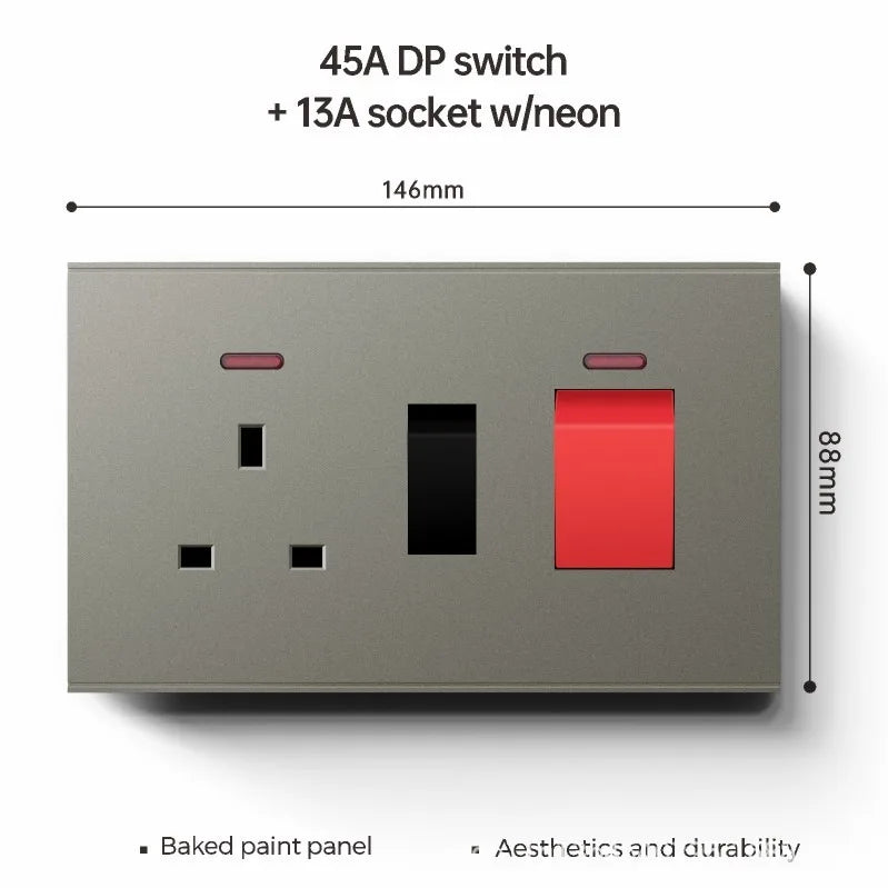 UK 13A with USB Type-c 18W Quick Charge Wall Power Socket Plug,Universal Wall light Switch Panel Dual USB Electrical Outlet
