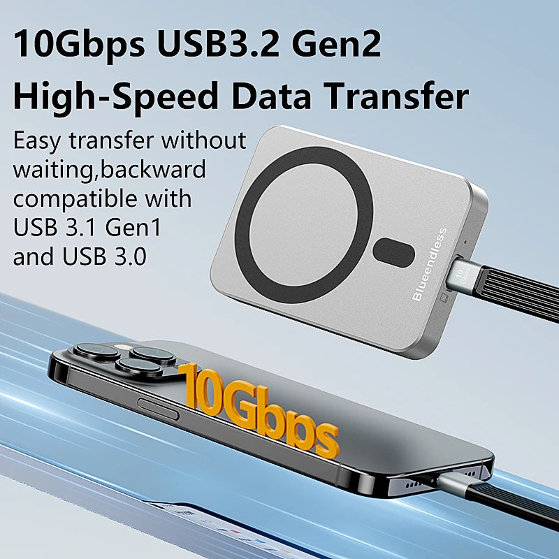 Blueendless 10Gbps Magnetic 2230 2242 2260 2280 M.2 NVME SSD Enclosure Type C USB C DockingStation Hub ជាមួយ 4K 60Hz HDTV PD 100W
