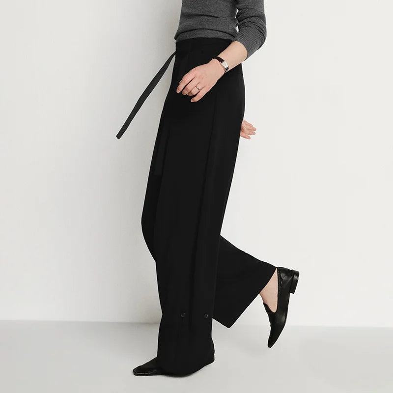Semir Casual Pants Women Easy Care Black Loose Long Pants 2025 Winter New Wide Leg Commuting Pants Women'S Clothing