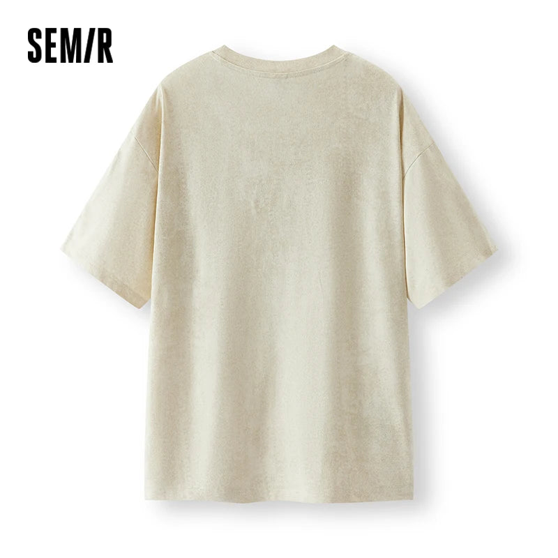 Semir Mens Tshirt 2026 Denim Like Batik Printed Knitted Loose Crew Neck Casual Fashion Soft Comfortable Tops