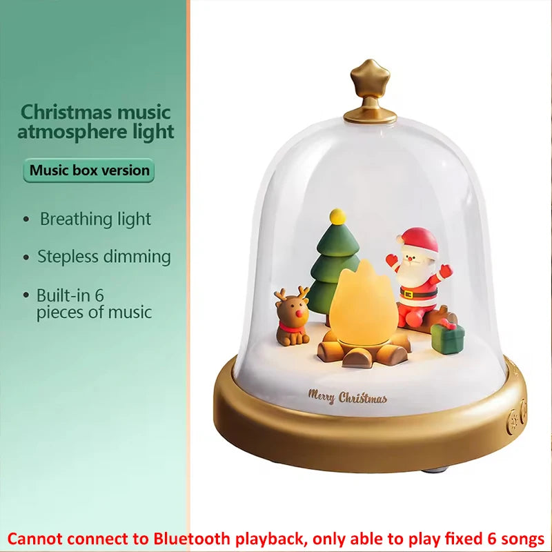 LED Novelty Animal Warm Light Santa Claus Music Box Cute Bell Design for Kids Holiday Party Birthday Bedside Bedroom Night Light