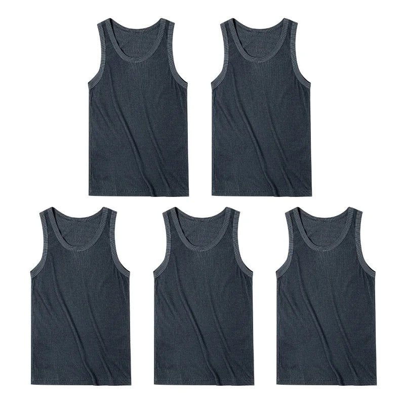 Maden Casual Men's Sleeveless Tank Tops Heavyweight Solid Color Ribbed Vest for Summer Slim Fit Sports Fitness Training T-shirt