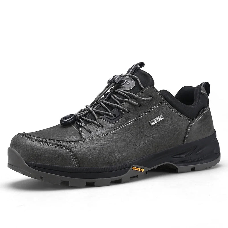 HUMTTO Hiking Shoes Men Genuine Leather Men's Sports Shoes Non-slip Winter Outdoor Safety Sneakers Breathable Trekking for Boots