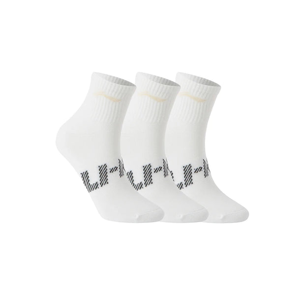 ស្រោមជើង Li-Ning Unisex ៣គូ រចនាបថកីឡា បុរស ស្ត្រី ទំហំ ២៤-២៨សង់ទីម៉ែត្រ ស្រោមជើងកីឡាប្រភេទ LiNing ដែលអាចដកដង្ហើមបាន AWTV005