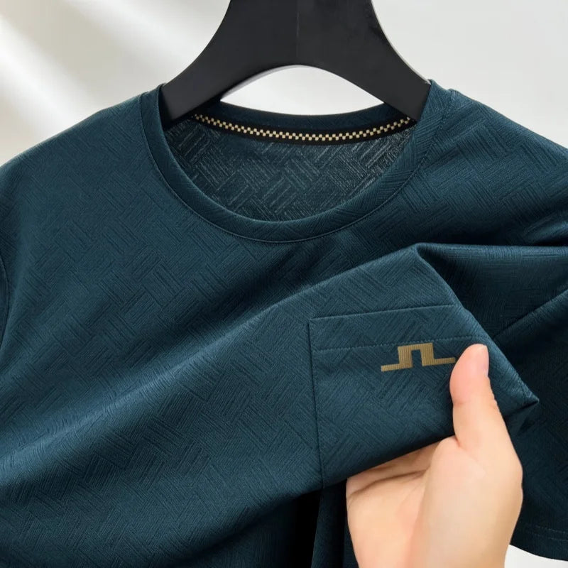 Luxury Summer Men New Trend Short-Sleeved T-Shirt Actual Pocket Round Neck Stamp American Style Ventilate Leisure Men's Clothing