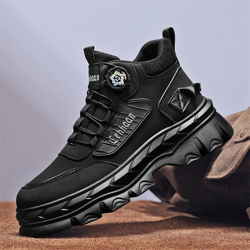 Mens High Top Boots 2025 Autumn New Thick Sole Leather Retro Style Work Boots Comfort Wear-resistant Outdoor Casual Ankle Boots