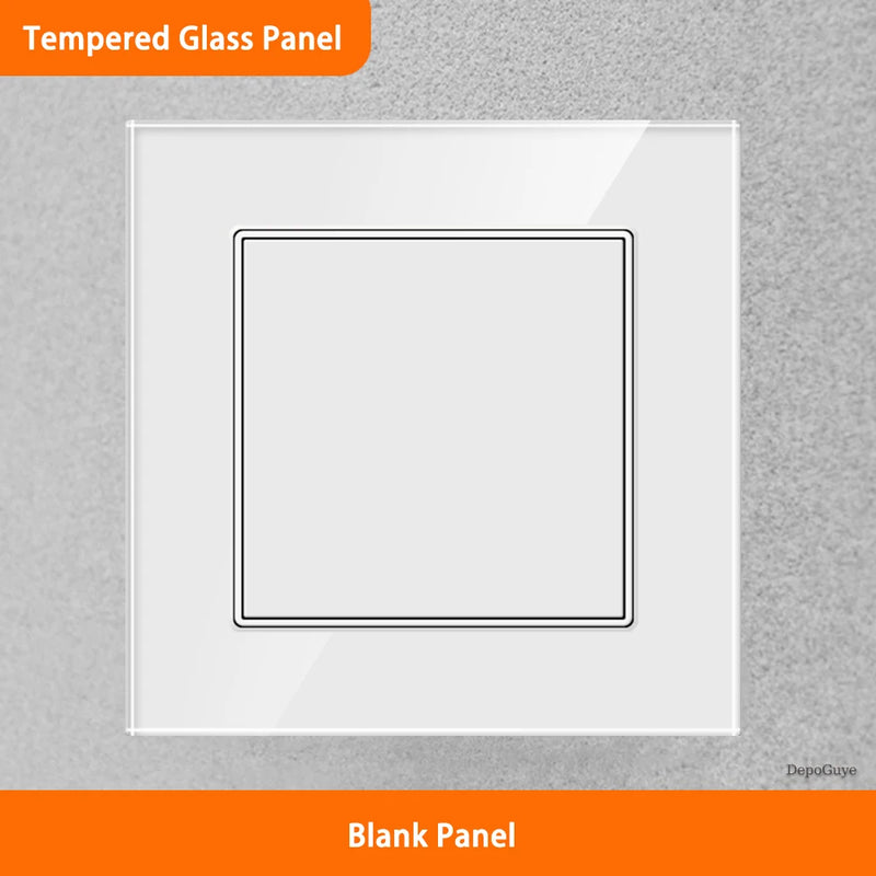 White Universal UK 13A Socket with USB Type-C 18W Fast Charging Wall Socket,Tempered Glass Button Light Switch,Dual 3pin Socket