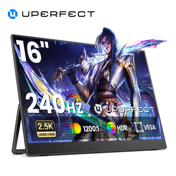 ម៉ូនីទ័រលេងហ្គេមចល័ត PERFECT ទំហំ 16 អ៊ីញ 2.5K 240Hz អេក្រង់ IPS 16:10 ជាមួយអេក្រង់ទីពីរប្រភេទ C Mini HDMI សម្រាប់ MAC/កុំព្យូទ័រយួរដៃ/កុំព្យូទ័រ/Xbox/PS