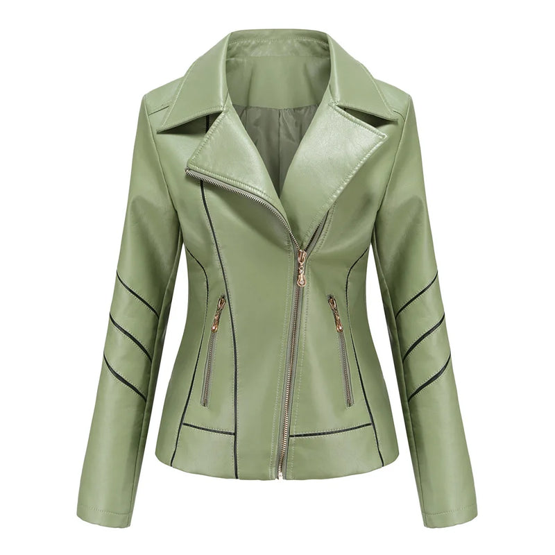 Red PU Faux Leather Jacket Women Fashion Casual Biker Jackets Outwear Female Tops Spring and Autumn Black Leather Jacket Coat
