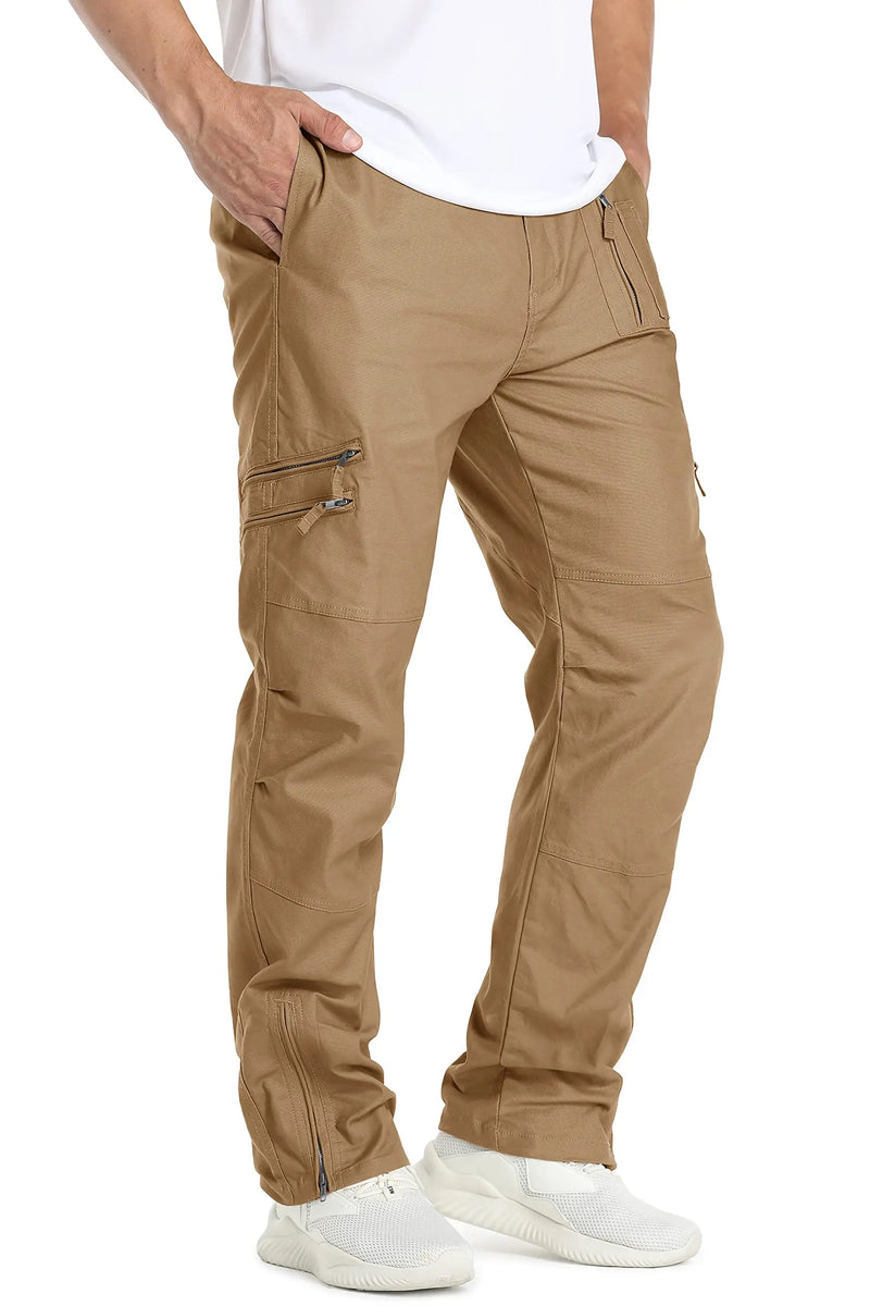 TACVASEN Safari Ripstops Multi-Pockets Work Pants Mens Outdoor Cargo Pants Spring Autumn Casual Cotton Hiking Combat Trousers