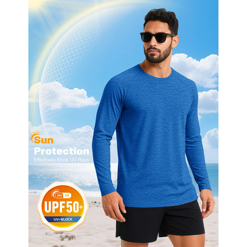 TACVASEN Men's UPF 50+ Sun Protection Long Sleeve T-Shirt Quick Dry Breathable Athletic Tee Running Fishing Hiking Workout