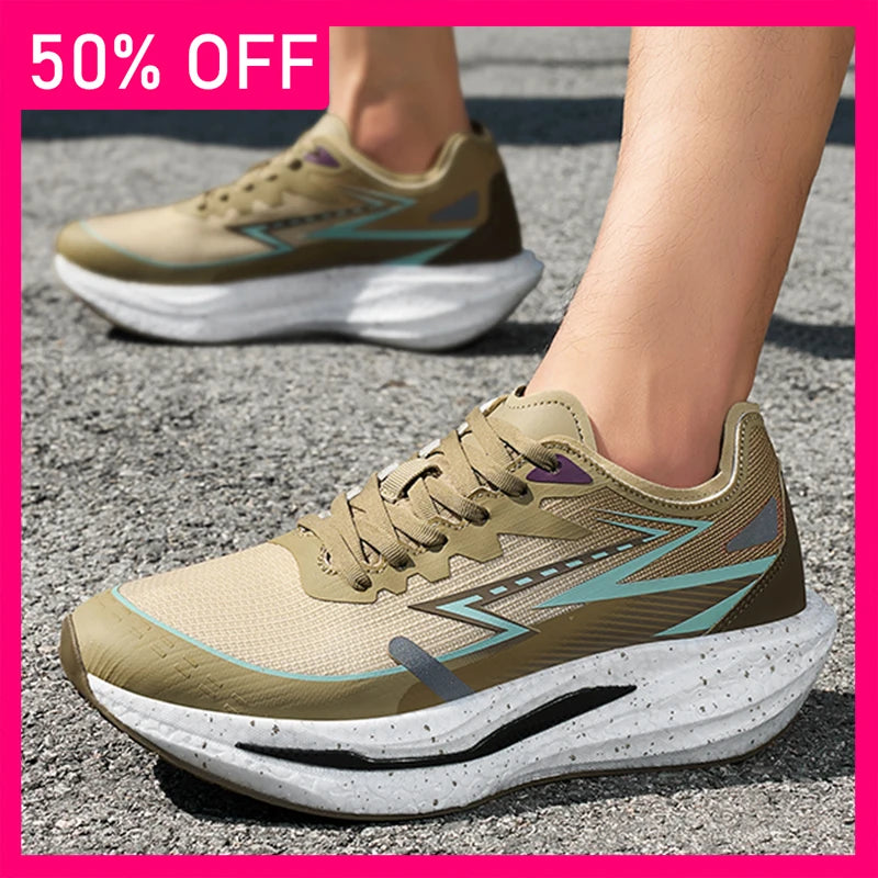 Men Sports Shoes Marathon Breathe Outdoor Jogging Comfortable Sports Shoes New Light Thick Sole Anti Slip Fitness Training Shoes