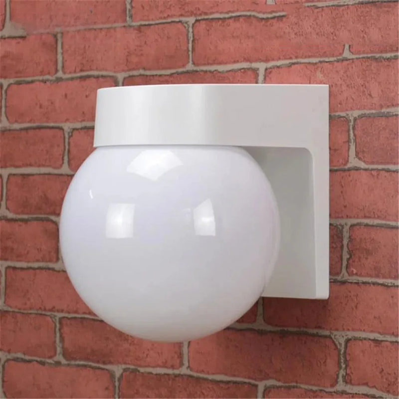 Outdoor Porch Light IP65 Waterproof Black White Wall Mount Porch and Patio Light with White Glass Globe for Balcony Garden