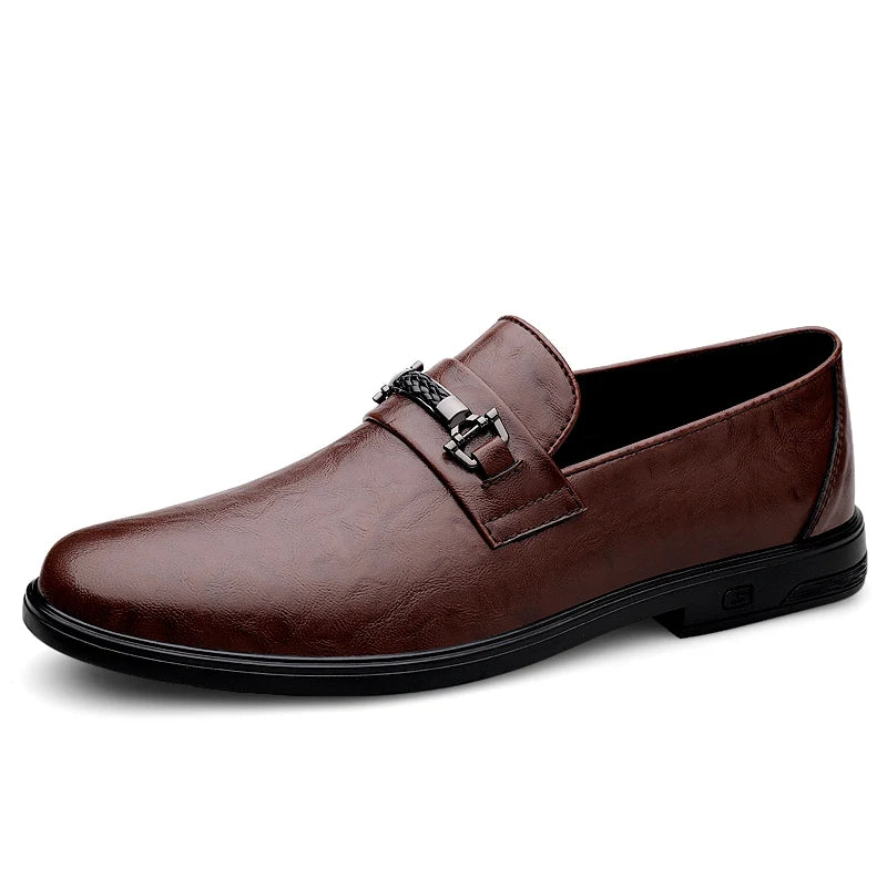 Spring Autumn Mens Casual Loafers Men Slip On Leather Shoes Brown Black Loafer Shoes Dropshipping