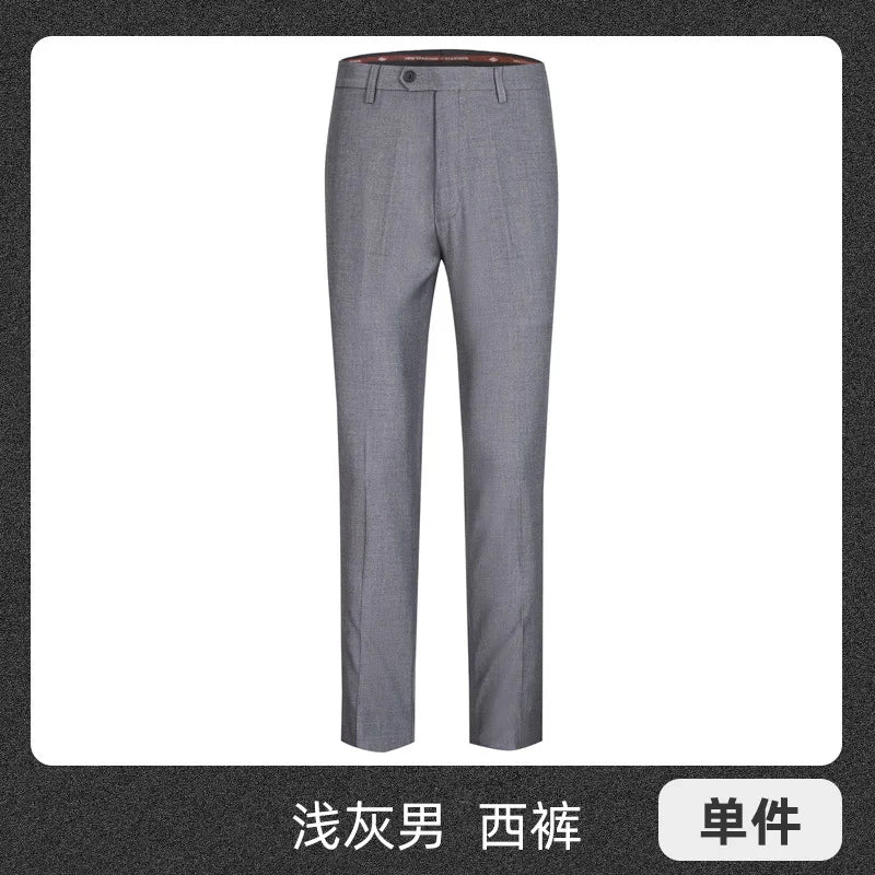 2026 New Women's Blue Plain-colored Slacks, Non-iron Men's Business/office Formal Trousers, Available in Black, Gray.