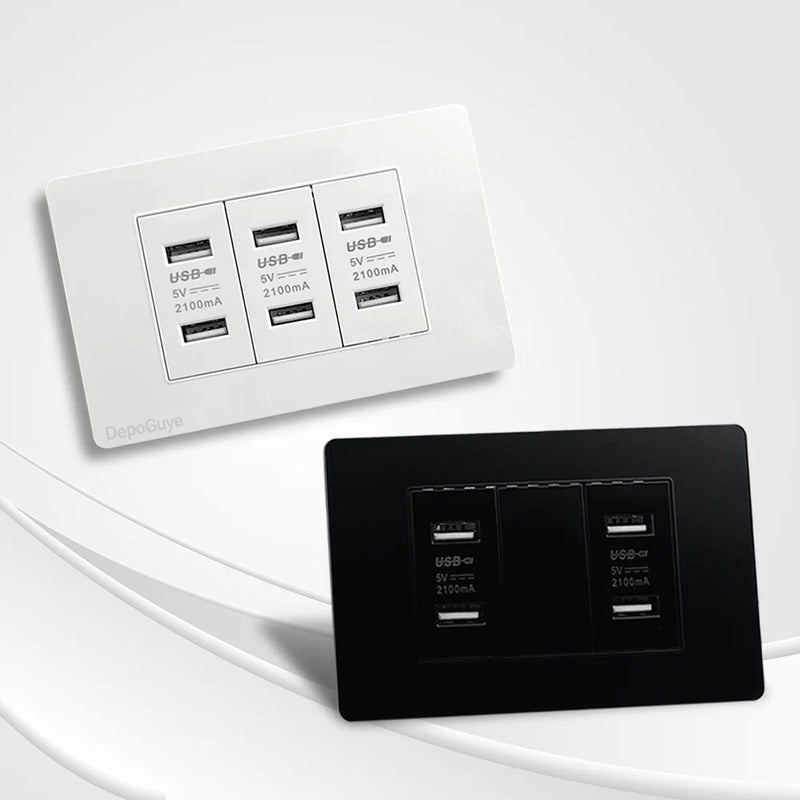 118 Type Brazil Korea Universal usb Wall socket,White PC Panel Charging port,US Italy Chile Double USB 2.1A 5V Power Plug Outlet