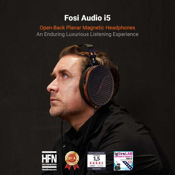 កាសស្តាប់ត្រចៀក Fosi Audio I5 Open-Back Planar Magnetic ជាមួយនឹង Diaphragm 97mm កាសស្តាប់ត្រចៀកមានខ្សែសម្រាប់ម៉ូនីទ័រ Hifi អាជីពសម្រាប់ស្ទូឌីយោ