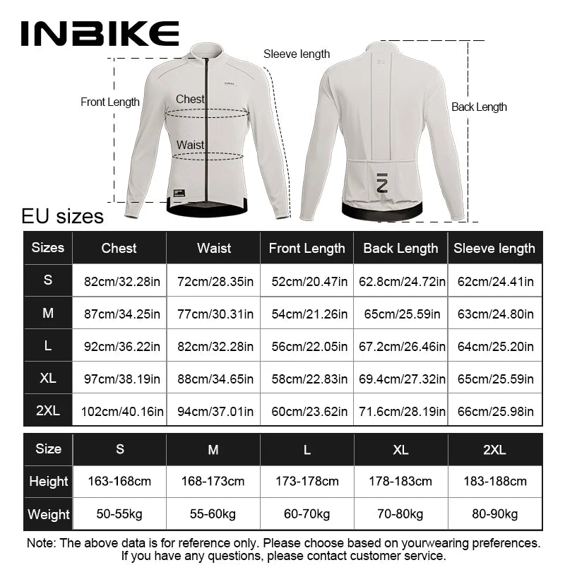 INBIKE Men's Cycling Jersey Winter Thermal Long Sleeve Fleece MTB Cycling Jacket Bicycle Top Bike Clothing with 3 Rear Pockets