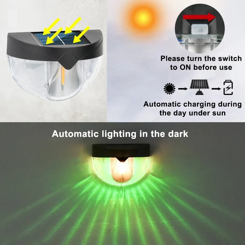 Solar Powered Outdoor Lights IP44 Waterproof Garden Decorative Solar Fence Lamp for Porch Yard Garden Fence Path