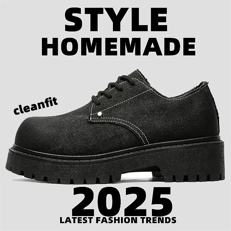 Men's thick-sole outdoor tooling casual shoes Four Seasons new breathable non-slip soft-sole city walking shoes party tide shoes