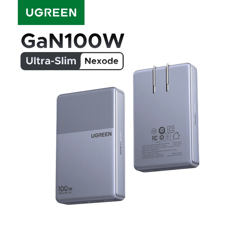 【Ultra Slim】UGREEN Nexode Air 100W GaN Charger PD3.0 PPS QC5 For Macbook Pro Air Laptop iPhone 18 17 16 Samsung S26 iPad Tablet