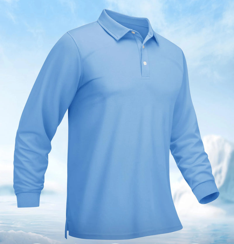 TACVASEN Men Sports Polo Shirts Quick Dry Golf T-shirts Breathable Work Shirts Casual Office Shirts Lightweight Top Long Sleeve