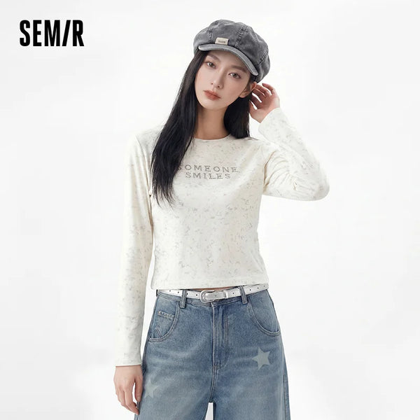 អាវយឺតដៃវែងសម្រាប់នារី Semir រចនាបថសាមញ្ញ រាងអក្សរ V ស្ដើង រំយោល ទាន់សម័យ ទាន់សម័យ ស្លៀកប្រចាំថ្ងៃ រដូវស្លឹកឈើជ្រុះ ឆ្នាំ២០២៦