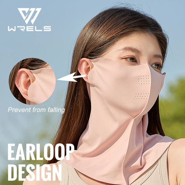 WRELS Sunscreen Mask Summer UPF 50+ Breathable UV Protection Traceless Face Protection Sun Mask Face Cover with Ear Loops Scarf