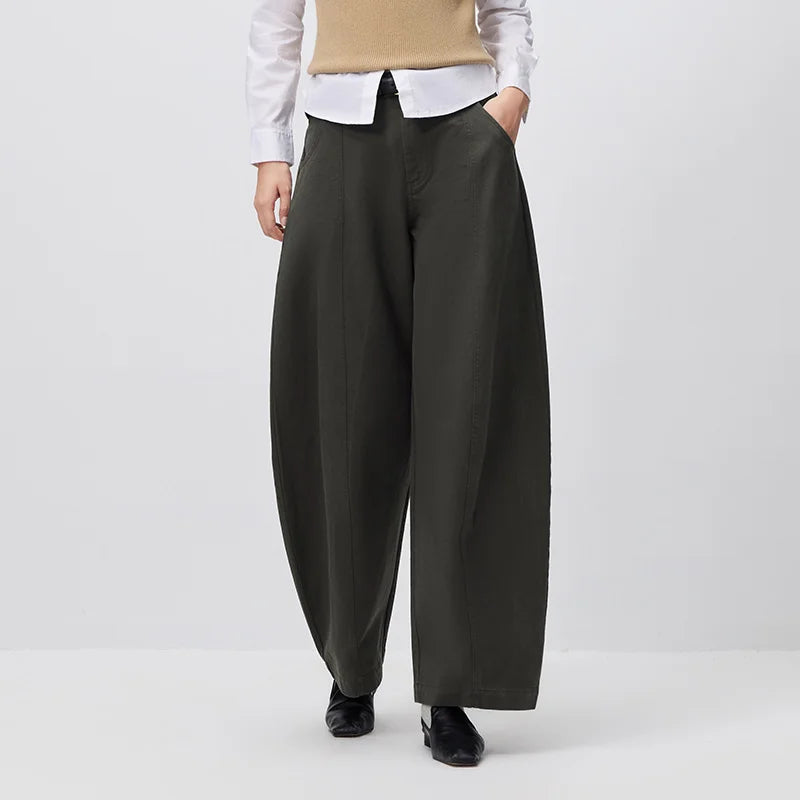 Semir Women Pants Panel Center Seam Curved Barrel Leg Loose Retro Casual Style Autumn Trousers Street Wear 2026