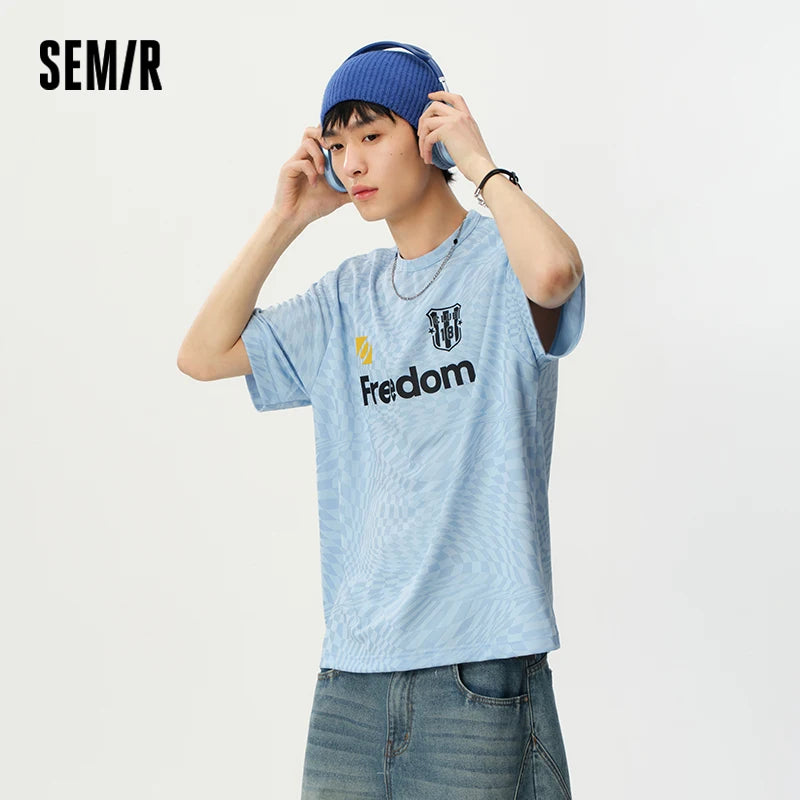 Semir Mens Tshirt 2026 Letter Printed Fashion Jersey Couple Style Irregular Jacquard Knitted