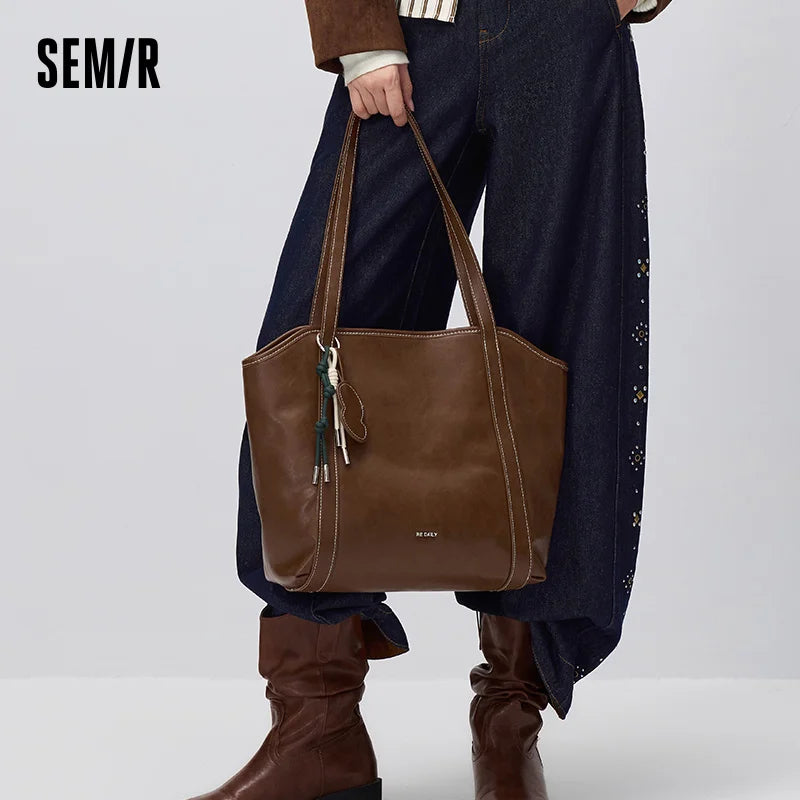 Semir Women Tote Bag Classic Large Capacity Commuter Casual Shoulder Bag Everyday Style Daily Carry Daily Wear 2026