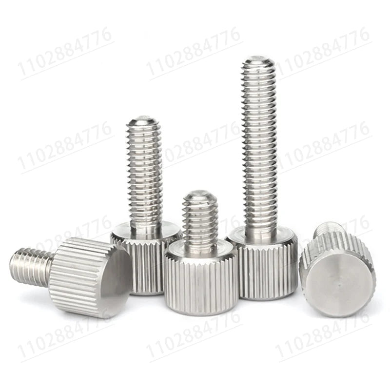 2/5Pcs M2 M2.5 M3 M4 M5 M6 M8 304 Stainless Steel Thumb Screw Plain Flat Type Metric Knurled Head Maunal Adjustment Bolt 5-30mm