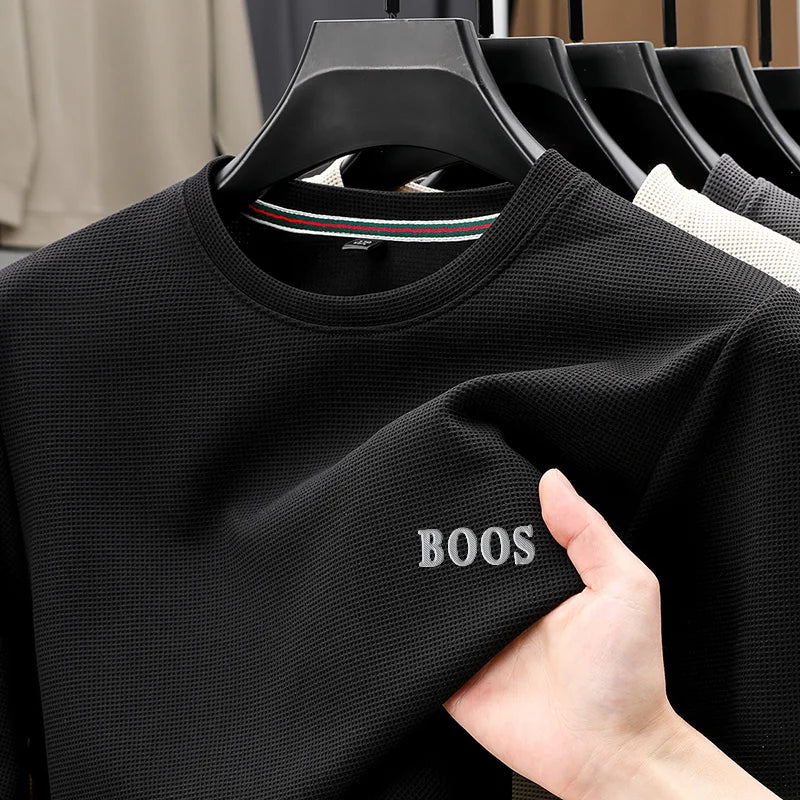 High Quality Man Long-Sleeved Sweatshirt Round Neck Letter Print Spring New Long-Sleeved T-Shirt Leisure Sports Fashion MensWear