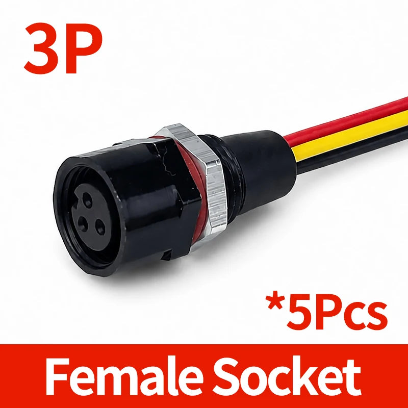 ឧបករណ៍ភ្ជាប់ M12 ប្រុសស្រី 5PCS ធន់នឹងទឹក 2/3/4/5/6/8 ម្ជុល IP65 បន្ទះដែកម៉ោនឌុយជាមួយខ្សែ Pigtail ដែលមានខ្សែភ្ជាប់ជាមុន