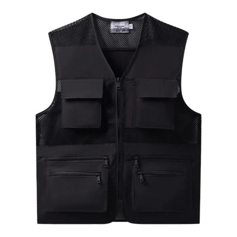 Oxford Fabric Three-dimensional Multi-pocket Vest Fashionable Breathable Outdoor Men's Sleeveless Top Comfortable Fit