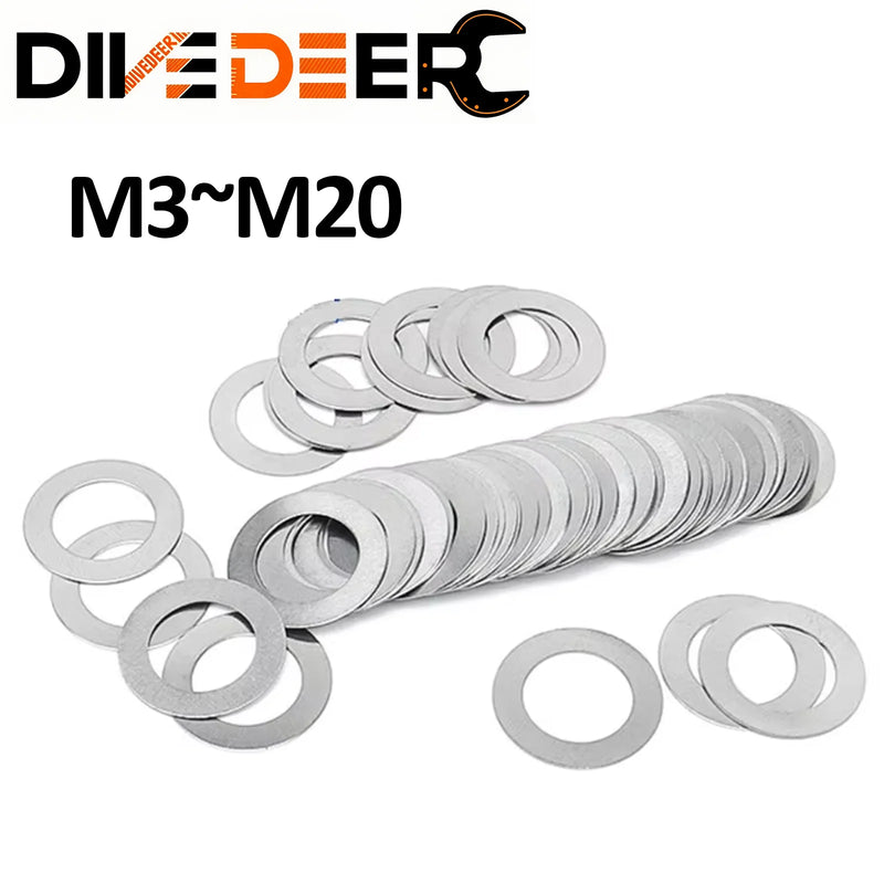 DIVEDEER M3 M4 M5 M6 M8 M10 M12-M20 DIN988 304 Stainless Steel Adjusting Precision Shim Gasket Ultra Thin Flat Wafer Washer